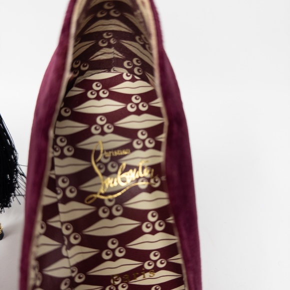 Christian Louboutin Hot Kiss T’s Burgundy Velvet Stiletto Heels Size 38 EU - Picture 3 of 8